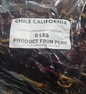 Bulk Chile California sin Cabo 5 lb bag/Without stem---China